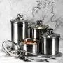 Woaiwo-q Lebensmittelbehälter Set, 4-teilig aus Edelstahl mit klaren Glasdeckeln und Messlöffeln, für die Küchenarbeitsfläche, Kaffee, Tee, Nüsse, Zucker, Mehl
