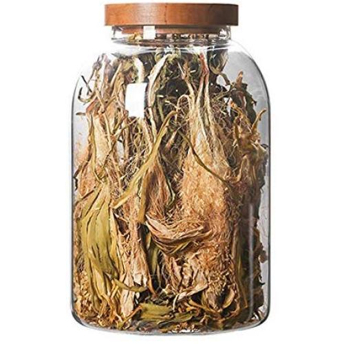 WANGLX ST Glass Bottle Food Storage Jar Good Sealing Heat-Resistant Borosilicate Sealed Cans Dried Fruit Sealed Bottle Wooden Lid Storage Tank, A