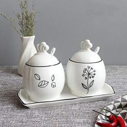 Nordic Ceramic Seasoning Jar Kitchen Supplies Storage Tank Household 2 Piece Set Combination Oil Salt Cans Sugar Cans for Gift,F(1 PIECE)