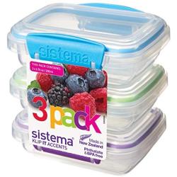 Sistema KLIP IT Accents Collection Food Storage Containers, 6.7 oz./0.2 L, Color Received May Vary, 3 Count