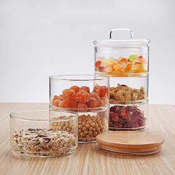 Glass Food Storage Container New 1200ml 3-layer Mason Jar Kitchen Bulk Set For Spices Dried Fruit Storage Can Salad Bowl Box (Glass Lid)