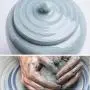 Ceramic Pottery Cereal Containers Canister Cookie Jar with Lids Large, Airtight Food Storage Containers Bins for Kitchen Pantry Organization Flour Rice Candy Bulk, 2.2L, 21x16cm (Color : Blue)