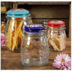 The Pioneer Woman Floral Embossed Clamp Jars, Set of 3 bundle with The Pioneer Woman Floral, 4.1-Inch, Spice Jars, Set of 6