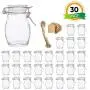 Glasgläser für Gewürze, Flrolove 30er Set 100 ml Oval, mit Dichtung und abgedichteten, schwingenden Deckeln, kleine Glasbehälter mit luftdichten Verschlüssen für Zuhause, Partygeschenke