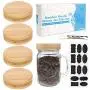 Mason Jar Lids, CNVOILA 4 Bamboo Regular Mouth Mason Jar Lids, Mason Jar Screw Top Lids for Storage Jar, Canning Jar Mason Jar Lids, CNVOILA 4 Bamboo Regular Mouth Mason Jar Lids, Mason Jar Screw Top Lids for Storage Jar, Canning Jar