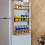 Refrigerator Organizer Rack, Rack Fridge Bamboo Kitchen Holder Kitchen Storage Wrap Rack, Refrigerator Shelf Storage, Refrigerator Side Storage Shelf for Spice Jars Rack Shelf Storage Hanger
