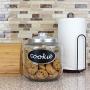 Home Basics Large Capacity Glass Cookie, Pasta, Sugar, Flour, Cereal, Jar with Secure Metal Lid and Decorative Jar Label