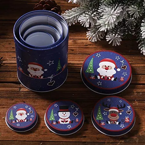 Weihnachts-Süßigkeiten-Geschenkbox, Weihnachtsnadelmann Schneemann Elch Baum Süßigkeiten-Glas Cookie-Behälter, tragbarer Geschenkkorb für Weihnachten, Party, Hochzeit, Zeremoniensupplies, Heimdekoration