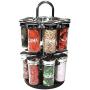 JE CHERCHE UNE IDEE KB5669 Carousel with Spices 2 Levels with 16 Pots Glass/Plastic Transparent/Black 19 x 19 x 31.5 cm