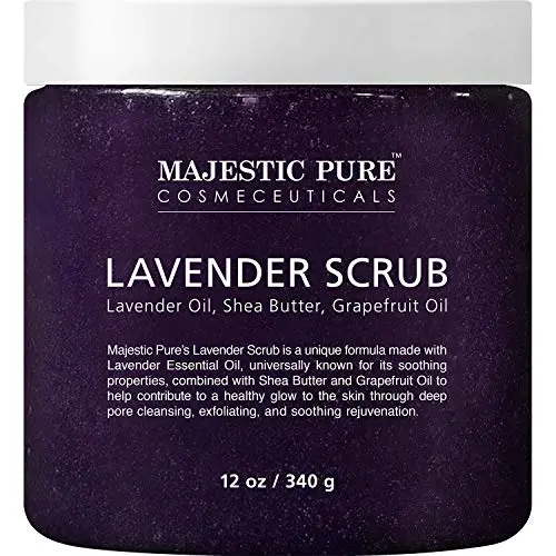 Lavender Oil Body Scrub Exfoliator with Shea Butter and Grapefruit Oil by Majestic Pure - Exfoliate & Moisturize Skin, Fights Acne - 12 oz Lavender Oil Body Scrub Exfoliator with Shea Butter and Grapefruit Oil by Majestic Pure - Exfoliate & Moisturize Skin, Fights Acne - 12 oz