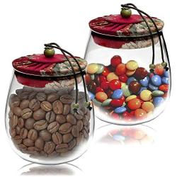 Food Storage Jar 25oz (740ml) Glass Coffee Container with Sealing Lid (Set of 2)