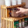 NLYWB 2-Tier Standing Spice Rack, Bamboo Spice Bottle Jars Holder, Kitchen Bathroom Countertop Storage Organizer, Space Saving for Various Bottles, Jar