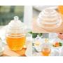 FineInno Crystal Plastic Honey Pot Jam Jar with Honey Dipper Spoon and Lid Transparent Beehive Storage Jar (265 ml)