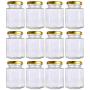 12 pack 4 oz Clear Glass Jam Jars for Jam,Honey,candies,sauce,Baby Foods,Jelly Wedding Favors,DIY Magnetic Spice Jars（Comes with gold lids）