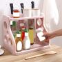 Double Layers Spice Rack, Seasoning Stand Holder Quality Plastic Kitchen Organizer Seasoning Jar Storage Shelf,Beige