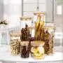 Bouteilles de Rangement en Verre UPKOCH avec Couvercles en Bambou Clip Airtight pour Thé, Café, Graines de Café, Sucre, Sel Bouteilles de Rangement en Verre UPKOCH avec Couvercles en Bambou Clip Airtight pour Thé, Café, Graines de Café, Sucre, Sel
