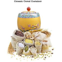 Airtight Food Storage Containers Bins Large With Lids, Ceramic Pottery Cereal Containers Canister Cookie Jar For Kitchen Pantry Organization Flour Rice Candy Bulk, 17L, 50x32cm (Color : Orange)