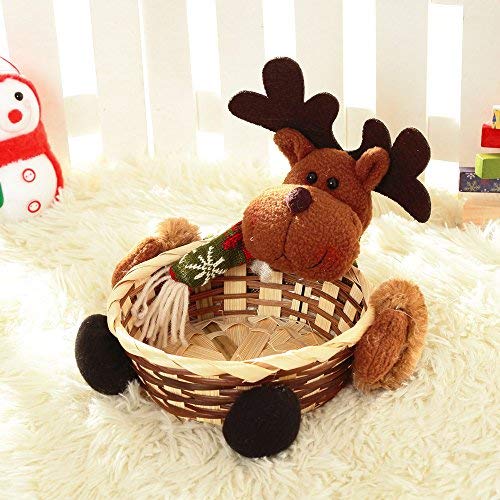 m?kvfa Christmas Candy Storage Basket Decoration Santa Claus Storage Basket Christmas Crafts Handmade Basket Christmas Accessories Gift Event Party Supplies (B)