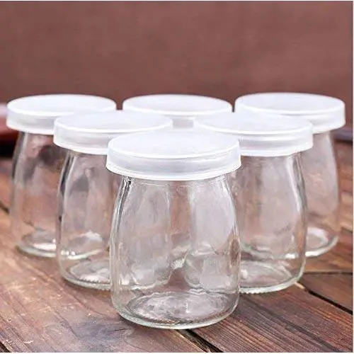 Astra Shop Joghurtgläser Puddinggläser mit Deckel (3oz) 1 Set (6 Gläser) Ersatzglasgläser für Joghurtmaschinen