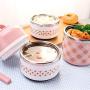 Lunch Box Food Storage Leak Proof Design Jar Kids School Picnic Office Outdoors Cold Container Wide Mouth Extra Stainless Steel (Color : Pink, Size : 1grid)