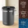 Veken Coffee Canister, Airtight Stainless Steel Kitchen Food Storage Container with Date Tracker and Scoop for Beans, Grounds, Tea, Flour, Cereal, Sugar, 22OZ, Gray