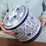 Keramikbehälter blau-weißes Porzellan-Set, Bewässerungstopf, großer Keramikbehälter, dekorative Accessoires (Farbe: Blau, Größe: 232327cm)