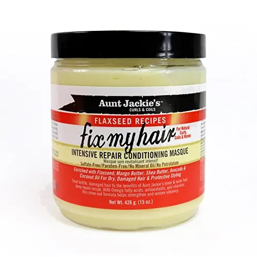 Tante Jackies Leinsamen Rezepte Reparieren Mein Haar, Intensivreparations-Haarmaske, Hilft bei der Vorbeugung und Reparatur von Beschädigtem Haar, 450 ml Glas