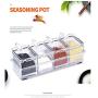 Clear Seasoning Rack Spice Pots, Acrylic Seasoning Box Spice Storage Container Holder Removable Condiment Jars with Cover and Spoons - Set of 4