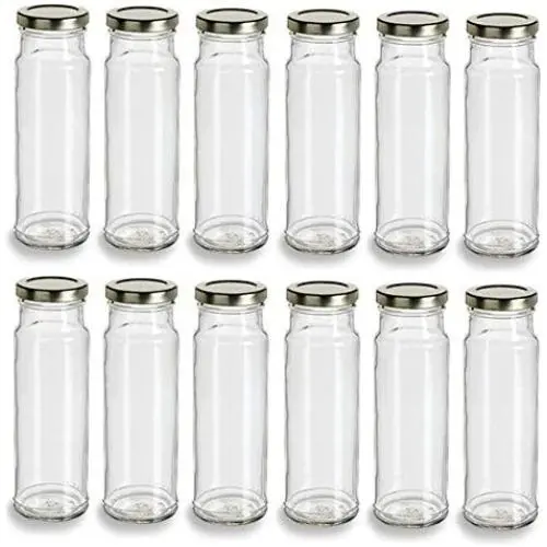 Nakpunar 12 pcs 8 oz Tall Glass Jars with Lids (Gold, 12) Nakpunar 12 pcs 8 oz Tall Glass Jars with Lids (Gold, 12)
