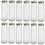 Nakpunar 12 pcs 8 oz Tall Glass Jars with Lids (Gold, 12) Nakpunar 12 pcs 8 oz Tall Glass Jars with Lids (Gold, 12)