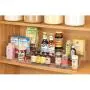 mDesign Large Plastic Adjustable, Expandable Kitchen Cabinet, Pantry, Shelf Organizer/Spice Rack with 3 Tiered Levels of Storage for Spice Bottles, Jars, Seasonings, Baking Supplies - Clear