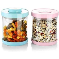 Milk Powder Dispenser, Glass Airtight Food Storage Containers Healthy Storage Keeps Food Fresh Dry (Color : Pink, Size : 500ml)