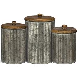 Primitives by Kathy 37690 Tin Canisters, Galvanized Metal