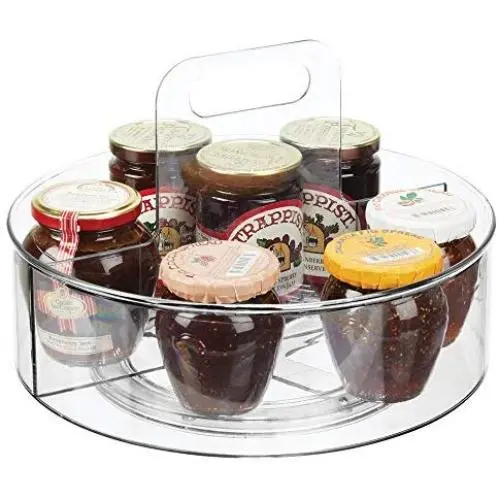 Tournebroche en Plastique Transparent Résistant mDesign pour Armoires, Cellier, Réfrigérateur, Plan de Travail - Organisateur Rotatif Portable pour Épices, Condiments, Fournitures de Pâtisserie