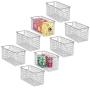 mDesign Farmhouse Decor Metal Wire Food Storage Organizer, Bin Basket with Handles for Kitchen Cabinets, Pantry, Bathroom, Laundry Room, Closets, Garage - 12" x 6" x 6" - 8 Pack - Chrome