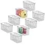 mDesign Landhaus-Dekor Metall Draht Lebensmittelaufbewahrungsbox, Körbchen mit Griffen für Küche, Speisekammer, Badezimmer, Waschküche, Schränke, Garage – 12“ x 6“ x 6“ – 8er-Set – Chrome