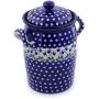 Polish Pottery 11-inch Jar with Lid and Handles made by Ceramika Artystyczna (Bleeding Heart Peacock Theme) + Certificate of Authenticity
