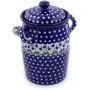 Polish Pottery 11-inch Jar with Lid and Handles made by Ceramika Artystyczna (Bleeding Heart Peacock Theme) + Certificate of Authenticity