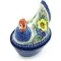 Polish Pottery 7?-inch Hen Shaped Jar (Summertime Blues Theme) Signature UNIKAT + Certificate of Authenticity Polish Pottery 7?-inch Hen Shaped Jar (Summertime Blues Theme) Signature UNIKAT + Certificate of Authenticity