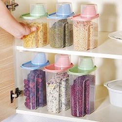 HOMELUNY Set of 4 Plastic Food Storage Containers Kitchen Airtight Jars Storage Box Cereal Storage Container Jars for Candy, Cookie, Rice, Sugar,Flour,Snacks Keeping Food Dry & Fresh Large Green