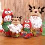 NUOBESTY Christmas Candy Jar 2pcs, Desktop Santa Snowman Clear Plastic Candy Jar Gift Bottle Holder Candy Storage Can Christmas Ornament for Party Window Home, 7x7x15cm