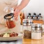 Tiakino Spice Jar, Mini Clear Glass Spice Jar Container Set with Airtight Lids Spoon for Kitchen Accessories
