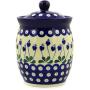 Polish Pottery 6?-inch Jar with Lid made by Ceramika Artystyczna (Bleeding Heart Peacock Theme) + Certificate of Authenticity