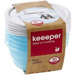 keeeper Freeze Food Box Mia Polar 0, 5L Round 5 Pieces in Blue, 5-Piece