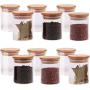 TNKML Glass Food Cans With Natural Bamboo Lid And Silicone Ring For Hermetically Sealed Small Transparent Tank Storage Tanks For Kitchen Storage Of Grain 12 300Ml