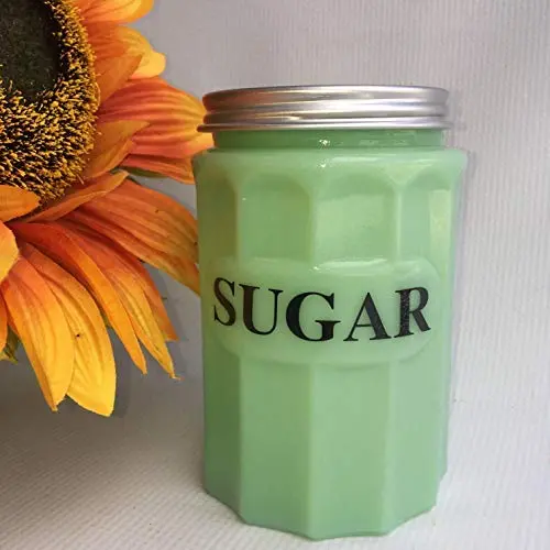 Jade Glas Retro Landhaus Zuckerbehälter/Behälter - Vintage Stil Küche - Jadeite Jaditee