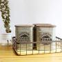 Iron Box Wooden Cover Tea Coffee Sugar Storage Jars Candy Sundries Storage Can,14X9X16.5Cm,Sugar