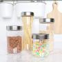 Home Intuition Round Glass Canister Set with Stainless Steel Lids, 4 Pieces