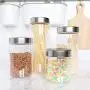 Home Intuition Round Glass Canister Set with Stainless Steel Lids, 4 Pieces Home Intuition Round Glass Canister Set with Stainless Steel Lids, 4 Pieces