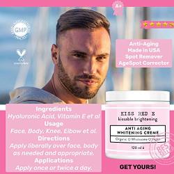 Radiance Cream For Spots Blemishes Anti Aging. All Natural Hands Body Chest Moisturizer Cream for Women Men 4 OZ. Anti Wrinkle Body Cream That Works.